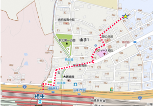 JR相生駅から物件までの地図