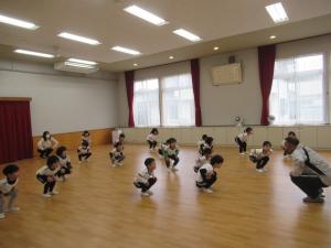 5歳児が野球教室をしているところ