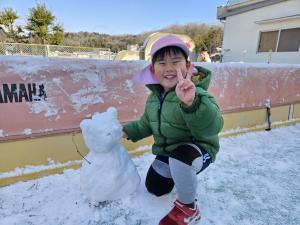 雪だるまとの写真
