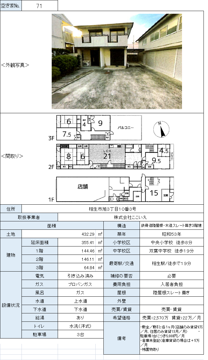 空き家物件情報（７１）